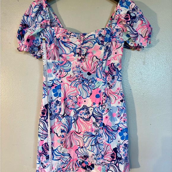 Lilly Pulitzer Dresses & Skirts - Lilly Pulitzer Keisha Prosecco Pink Make A Splash Puff Sleeve Stretch Dress